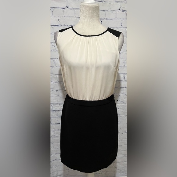 Ann Taylor Loft Black Ivory Color Block Combo Sheath Dress 4 - Picture 1 of 7